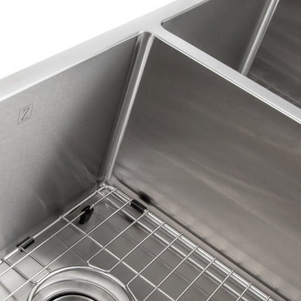 ZLINE 33 in. Anton Undermount Double Bowl Stainless Steel Kitchen Sink with Bottom Grid (SR50D-33)