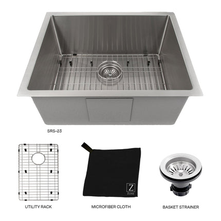 ZLINE 23 in. Meribel Undermount Single Bowl Stainless Steel Kitchen Sink with Bottom Grid (SRS-23)