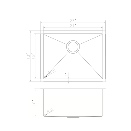 ZLINE 23 in. Meribel Undermount Single Bowl Stainless Steel Kitchen Sink with Bottom Grid (SRS-23)