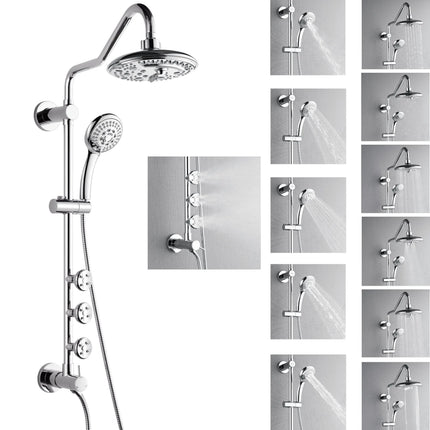 Forno Acqua AcquaSPA Retrofit Shower, Overhead Rainfall, 8 Inch Shower Head, Handheld Shower Head, Body Jets, 6 Way Diverter, Polished Stainless Steel Finish, 1.8 GPM Flow Rate FORNO ACQUA