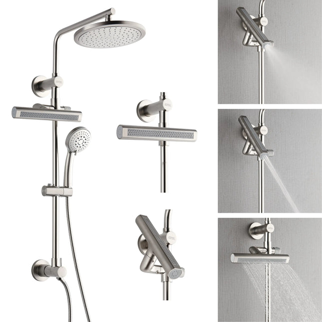 Forno Acqua AcquaFALL Shower, Brushed Nickel Finish, Overhead Rainfall Shower, Handheld Shower Head, Body Jets, 1.8 GPM Flow Rate FORNO ACQUA