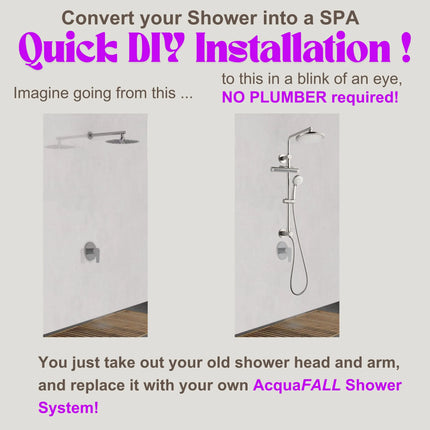 Forno Acqua AcquaFALL Shower, Polished Stainless Steel Finish, Overhead Rainfall Shower, Handheld Shower Head, Body Jets, 1.8 GPM Flow Rate FORNO ACQUA