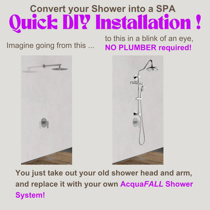 Forno Acqua AcquaFALL Shower, Polished Stainless Steel Finish, Overhead Rainfall Shower, 7 Way Diverter, Handheld Shower Head, Body Jets, 2.5 GPM Flow Rate FORNO ACQUA