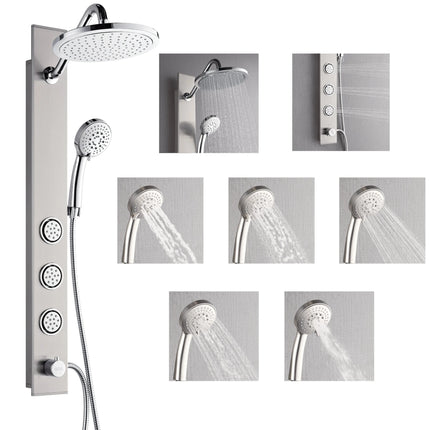 Forno Acqua AcquaSPA Shower Panel in Stainless Steel, Overhead Rainfall Shower, Handheld Shower Head, Body Jets, 1.8 GPM Flow Rate FORNO ACQUA