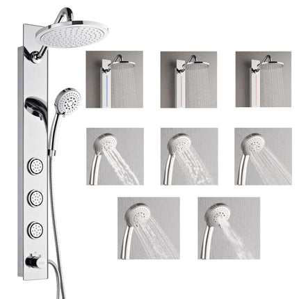 Forno Acqua AcquaSPA Shower Panel with SensoTEMP, Mirrored Stainless Steel Finish, Overhead Rainfall Shower, Handheld Shower Head, Body Jets, 2.5 GPM Flow Rate FORNO ACQUA