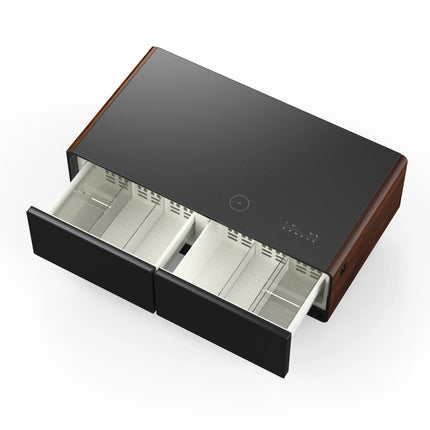 Forno Evoluto Tavolo 51-Inch Smart Coffee Table with Wood-Accent Sides – Dual Cooling Zones, Wireless Charging Pad & Built-In Bluetooth Speakers FORNO