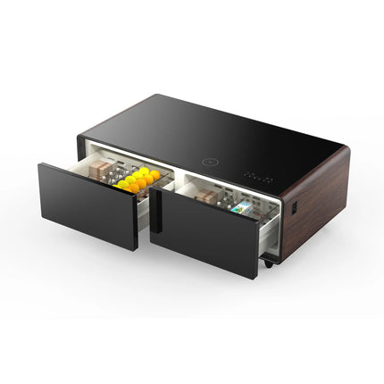 Forno Evoluto Tavolo 51-Inch Smart Coffee Table with Wood-Accent Sides – Dual Cooling Zones, Wireless Charging Pad & Built-In Bluetooth Speakers FORNO