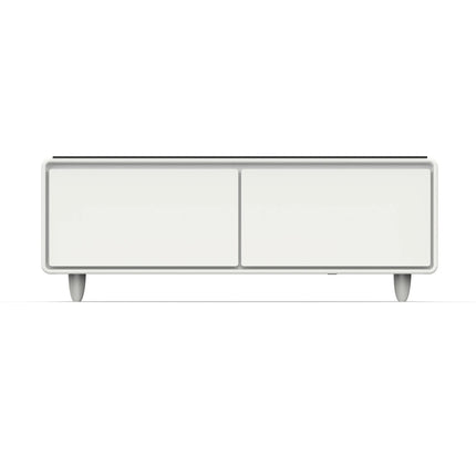Forno Evoluto Tavolo 51-Inch White Smart Coffee Table – Dual Refrigerator Drawers, Bluetooth 5.0 Audio, Wireless Charging & RGB Ambient Light FORNO