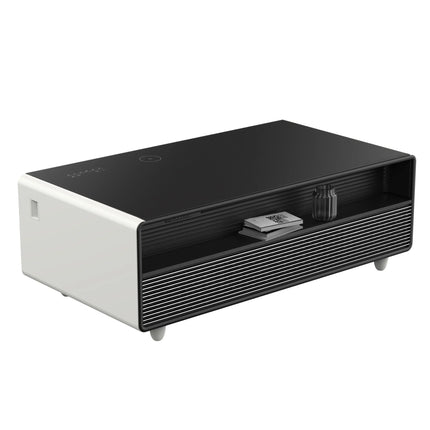 Forno Evoluto Tavolo 51-Inch White Smart Coffee Table – Dual Refrigerator Drawers, Bluetooth 5.0 Audio, Wireless Charging & RGB Ambient Light FORNO
