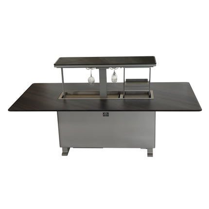 Elevato Smart Bar Table, Midnight Marble, 5.3 cu.ft fridge and freezer with Bluetooth control