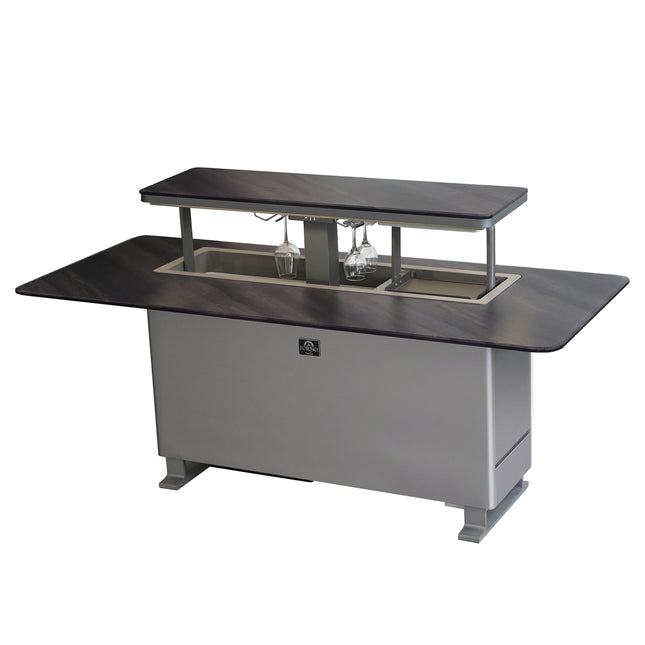 Elevato Smart Bar Table, Midnight Marble, 5.3 cu.ft fridge and freezer with Bluetooth control