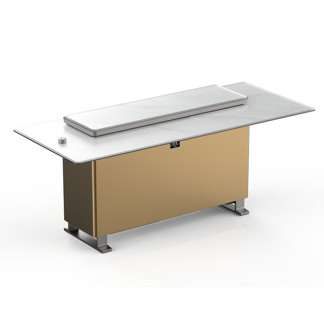 Elevato Smart Bar Table in White, 5.3 cu.ft fridge and freezer with Bluetooth control FORNO