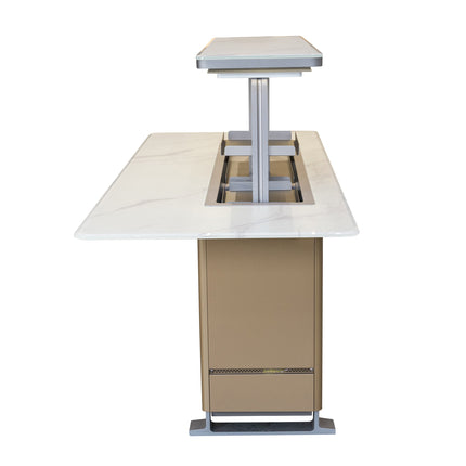 Elevato Smart Bar Table in White, 5.3 cu.ft fridge and freezer with Bluetooth control FORNO