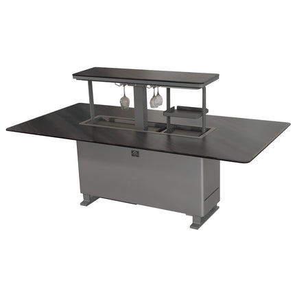 Cinetico Smart Dining Table, Midnight Marble, 5.3 cu.ft fridge and freezer with Bluetooth control