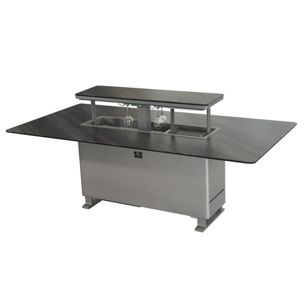 Cinetico Smart Dining Table, Midnight Marble, 5.3 cu.ft fridge and freezer with Bluetooth control
