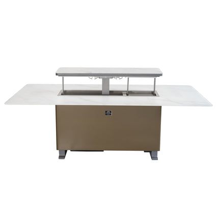 Cinetico Smart Dining Table in White, 5.3 cu.ft fridge and freezer with Bluetooth control FORNO