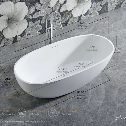 STONEBROOK Freestanding Acrylic Bathtub Ancerre Designs