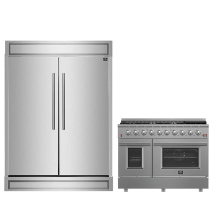 FORNO Premium 2-Piece Kitchen Bundle - Galiano 48" Stainless Steel Gas Range, Forno Maderno 2-28 " Wide Units with Decorative Trim - FBDL-018-03CAUS Forno vendors US