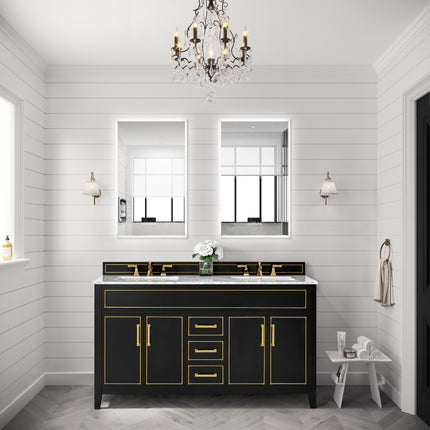 Frysta LED Frameless Rectangular Mirror Lighted Bathroom Vanity with Dimmer and Defogger Ancerre Designs