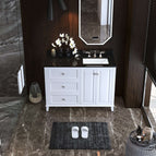 White | Brushed Nickel Hardware / Black Quartz / Off Centered Right