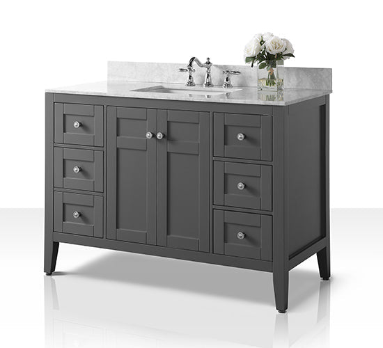 Maili Bathroom Vanity with Sink and Carrara White Marble Top Cabinet Set Ancerre Designs