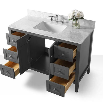 Maili Bathroom Vanity with Sink and Carrara White Marble Top Cabinet Set Ancerre Designs