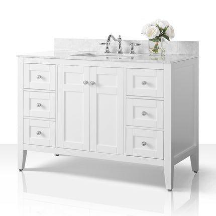 Maili Bathroom Vanity with Sink and Carrara White Marble Top Cabinet Set Ancerre Designs