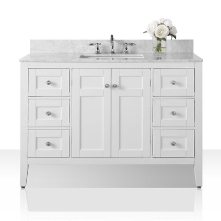 Maili Bathroom Vanity with Sink and Carrara White Marble Top Cabinet Set Ancerre Designs