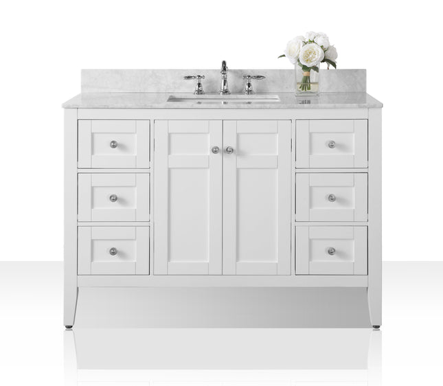 Maili Bathroom Vanity with Sink and Carrara White Marble Top Cabinet Set Ancerre Designs
