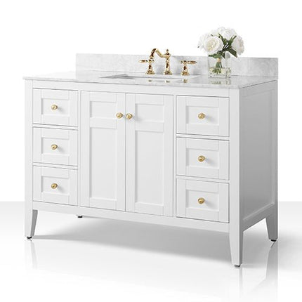 Maili Bathroom Vanity with Sink and Carrara White Marble Top Cabinet Set Ancerre Designs