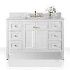 48 inch | Single Sink / White / Brushed Gold