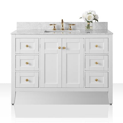 Maili Bathroom Vanity with Sink and Carrara White Marble Top Cabinet Set Ancerre Designs