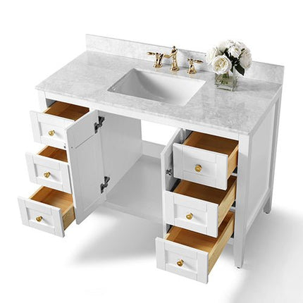 Maili Bathroom Vanity with Sink and Carrara White Marble Top Cabinet Set Ancerre Designs