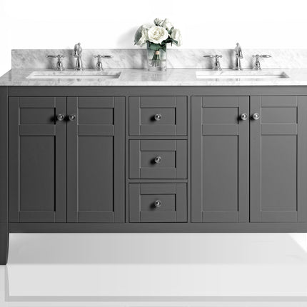 Maili Bathroom Vanity with Sink and Carrara White Marble Top Cabinet Set Ancerre Designs