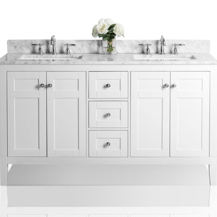 Maili Bathroom Vanity with Sink and Carrara White Marble Top Cabinet Set Ancerre Designs