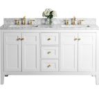 60 inch | Double Sinks / White / Brushed Gold