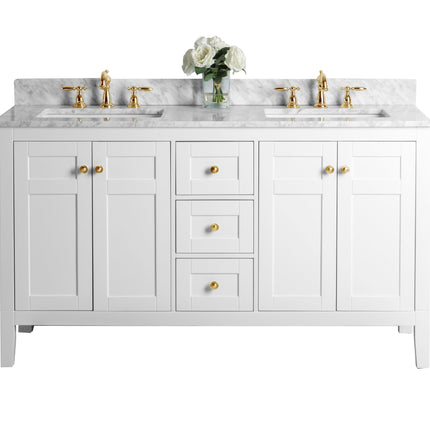 Maili Bathroom Vanity with Sink and Carrara White Marble Top Cabinet Set Ancerre Designs