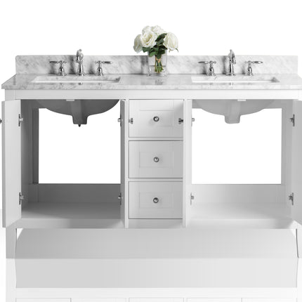 Maili Bathroom Vanity with Sink and Carrara White Marble Top Cabinet Set Ancerre Designs
