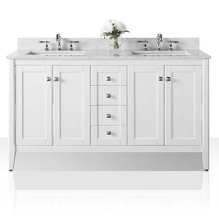 Shelton Bathroom Vanity with Sink and Carrara White Marble Top Cabinet Set Ancerre Designs