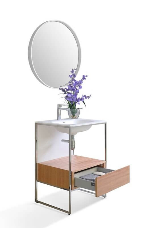 Tory Bathroom Vanity with Solid Surface Top Cabinet Set with Mirror Ancerre Designs