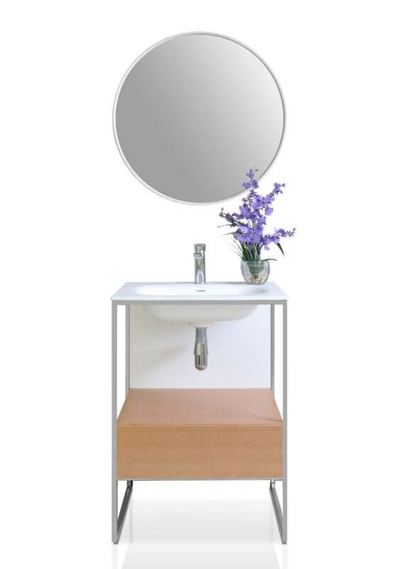 Tory Bathroom Vanity with Solid Surface Top Cabinet Set with Mirror Ancerre Designs