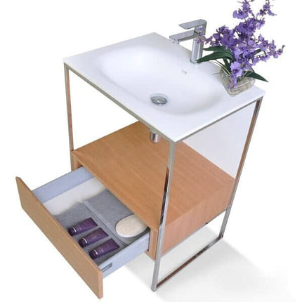 Tory Bathroom Vanity with Solid Surface Top Cabinet Set with Mirror Ancerre Designs