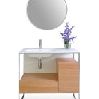 36 inch | Single Sink / Solid Surface / Natural Walnut