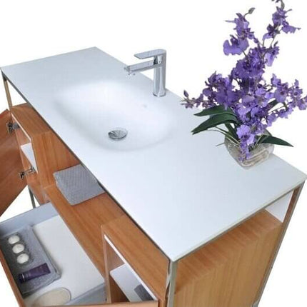 Tory Bathroom Vanity with Solid Surface Top Cabinet Set with Mirror Ancerre Designs