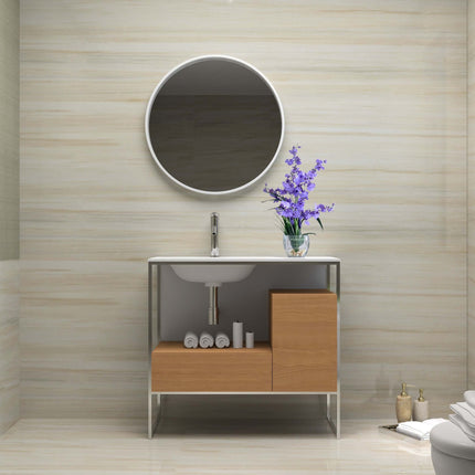 Tory Bathroom Vanity with Solid Surface Top Cabinet Set with Mirror Ancerre Designs