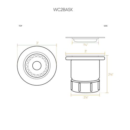 Whitehaus 2" Basket Strainer - WC2BASK-CO Whitehaus