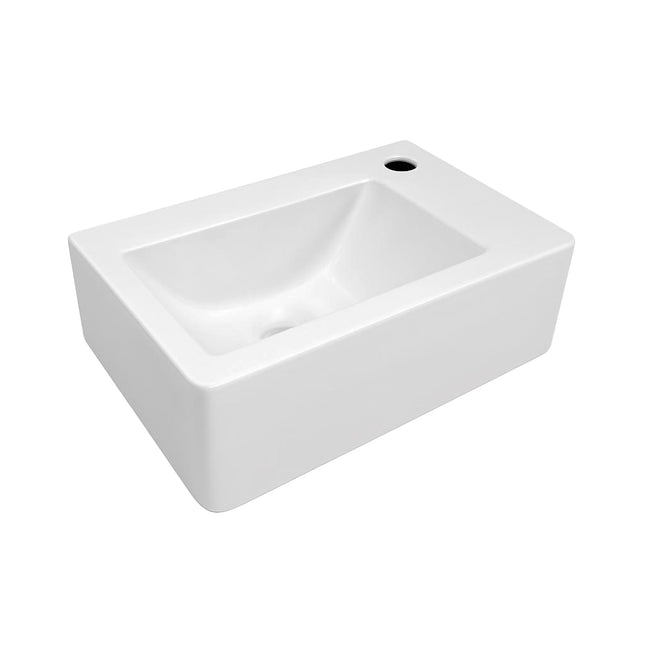 Whitehaus Isabella Collection Small Wall Mount Basin With A Single Faucet Hole On The Right And Center Drain - WH-1410 Whitehaus