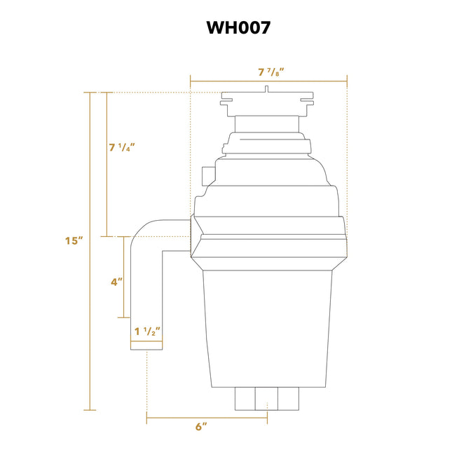 Whitehaus WH007-BN Garbage Disposal With Brass Flange in Brushed Nickel and Quiet Operation White Haus