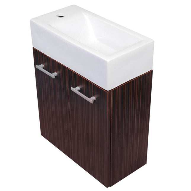 Whitehaus Wall Mount Double Door Vanity In Espresso Complete With A White Basin - WH114LSCB-E Whitehaus