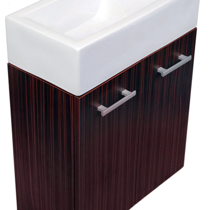 Whitehaus Wall Mount Double Door Vanity In Espresso Complete With A White Basin - WH114RSCB-E Whitehaus